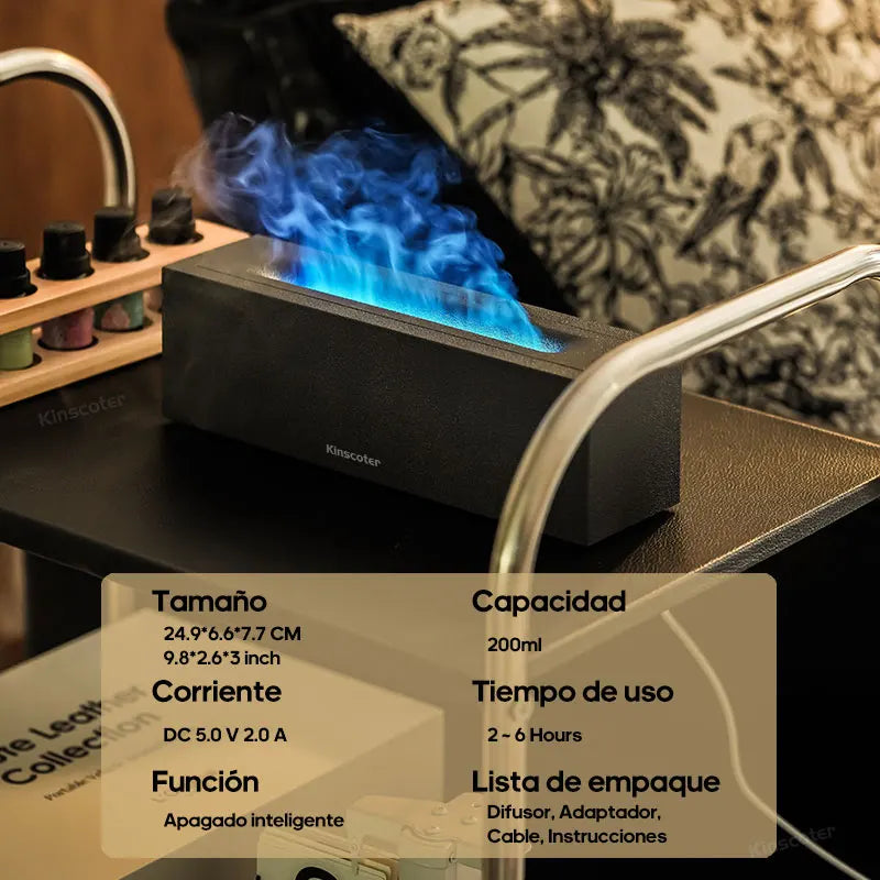 Flame Aroma Diffuser Air Humidifier Ultrasonic Cool Mist Maker Fogger LED Essential Oil Lamp Realistic Fire Difusor