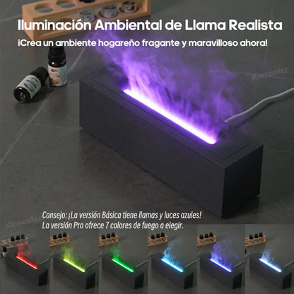 Flame Aroma Diffuser Air Humidifier Ultrasonic Cool Mist Maker Fogger LED Essential Oil Lamp Realistic Fire Difusor