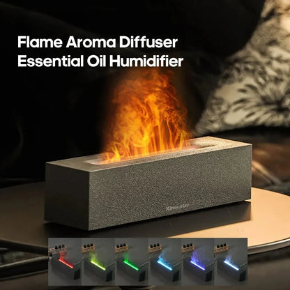 Flame Aroma Diffuser Air Humidifier Ultrasonic Cool Mist Maker Fogger LED Essential Oil Lamp Realistic Fire Difusor
